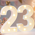 Pooqla Decorative Led Light Up Number Letters, White Plastic Marquee Number Lights Sign for 23th Birthday Party Wedding Decor Battery Operated Number (23)