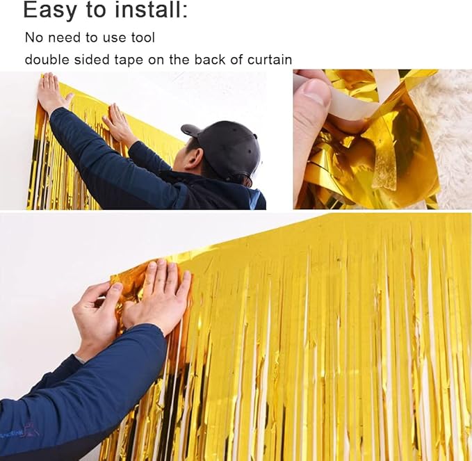 BEAYFILY 3 Pack Fringe Curtains Party Decorations,Tinsel Backdrop Curtains for Parties,Photo Booth Wedding Graduations Birthday Christmas Event Party Supplies (Rainbow Pink)