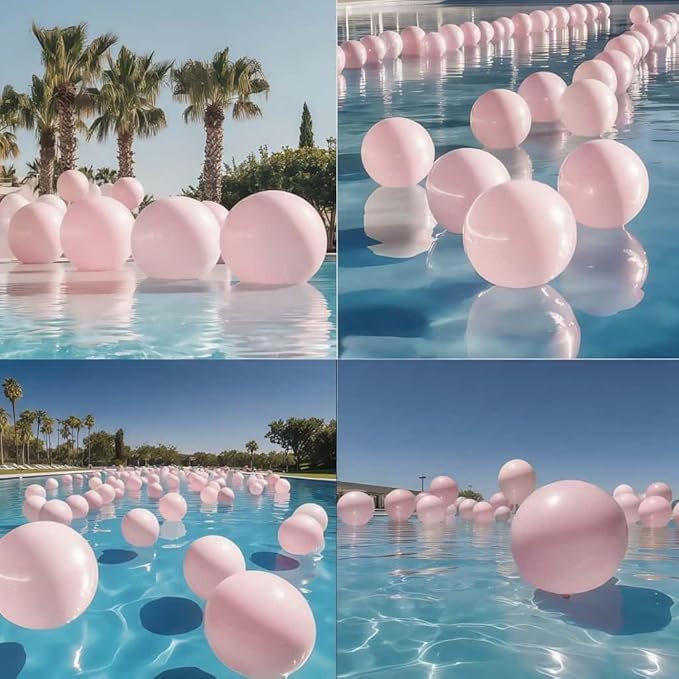 50 Pcs Light Pink Balloons Kit 18 24 36 Multi Sizes Macaron Pink Giant Balloon, Use for Pool Party Birthdays, Weddings, Events Party Decoration Supplies