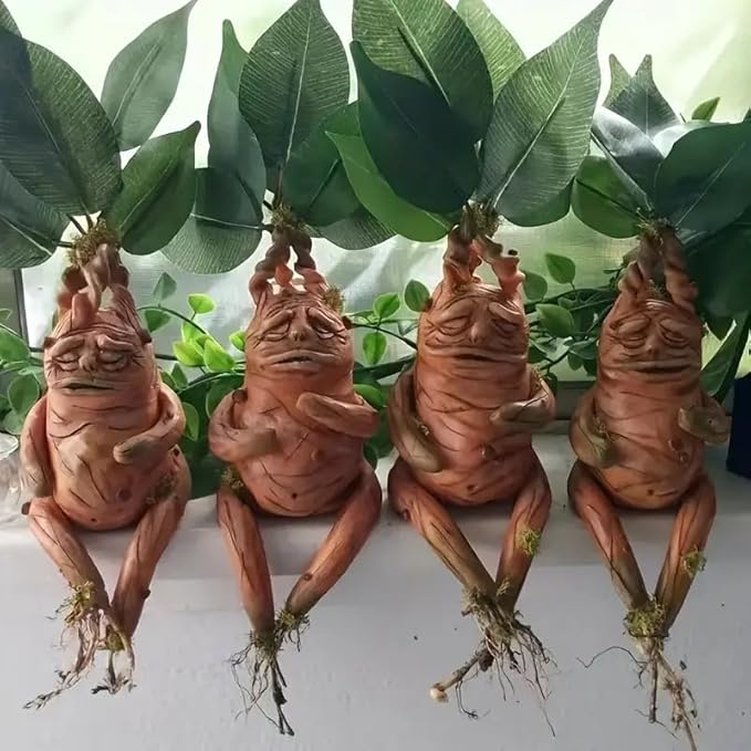 Mandrake Resin Statue Plant Funny for Decoration Micro Landscape Ornament for Outdoor Garden, Living Room, Bedroom Decor Magical Figurine Birthday Christmas Halloween Easter Gift