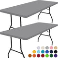 Smiry 2 Pack Rectangle Picnic Table Cloth, Waterproof Elastic Fitted Tablecloths, Washable Polyester Rectangular Patio Table Cover for Camping, Indoor and Outdoor (Grey, 24"x48")