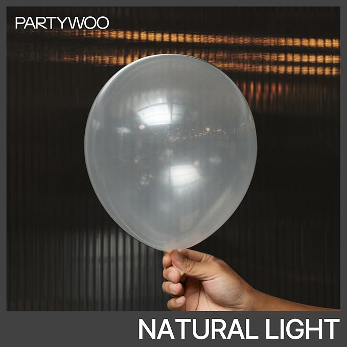 PartyWoo Clear Balloons 50pcs 12 Inch Transparent Latex Helium Balloons for Graduation Wedding Baby Shower Bridal Shower Engagement Gender Reveal Anniversary Birthday Party Decorations Clear-Y2