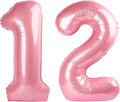 12 Number Balloons, 40 Inch Pearl Pink Balloons for Woman Man 12th Birthday Decoration, Foil Number 12 Ballon for 12, 21 Anniversary, Bridal Shower, Graduation, Wedding, Valentine's Day, Mother's Day