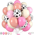 Pink Cow Print Balloons, Cow Balloons 50pcs 12 Inch Pastel Pink Macaron Pink Dusty Rose Neutral Ivory for Girl Pink Cow Birthday Western Party Baby Shower Wedding Bachelorette Farm Theme Decorations