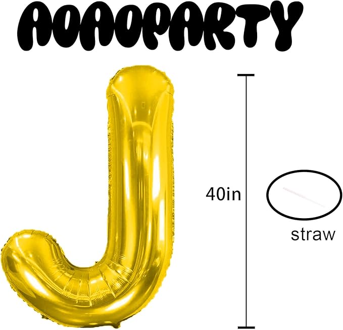 Letter Balloons 40Inch Large Giant big Foil Mylar Gold Balloons J for Birthday Party Decorations