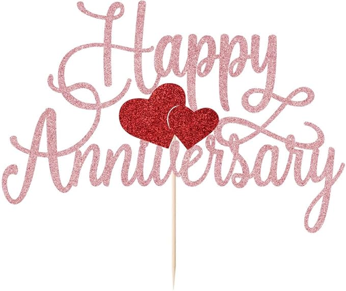 Kaoenla Happy Anniversary Cake Topper - Company Anniversary,Wedding Wedding Anniversary,Birthday Party Selected Decoration Supplies