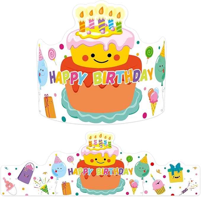 ceiba tree Happy Birthday Crowns Birthday Hats for Kids Teachers Students Classroom Party Favor 30Pcs