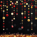 Cheerland Maroon Gold Party Decorations Red Gold Scarlet Star Circle Garland Hanging Dots Streamer for Valentines Day Chinese New Year Graduation Birthday Anniversary Wedding Bridal Shower Party
