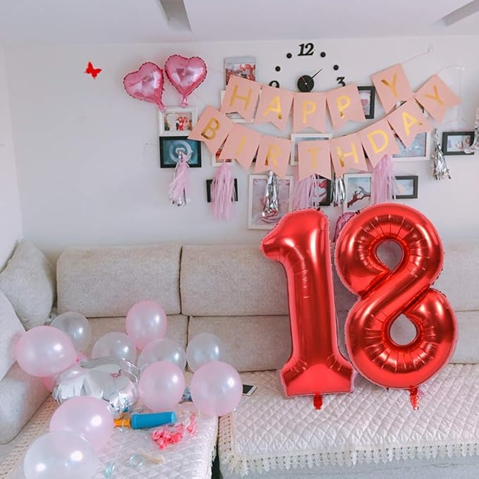 TONIFUL 40 Inch Red Large Numbers Balloons 0-9, Number 0 Digital 0 HeliumFoil Mylar Big Number Balloons for 2026 Mother's Day New Year Eve Graduation Valentine's Day Birthday Party Anniversary Party