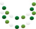uxcell 2pcs Pom Pom Garland 6.6 Ft 30 Balls Colorful Felt Ball Garland for Wall Christmas Tree Decor Birthday Banner Easter Party Decorations, White, Dark Green, Light Green