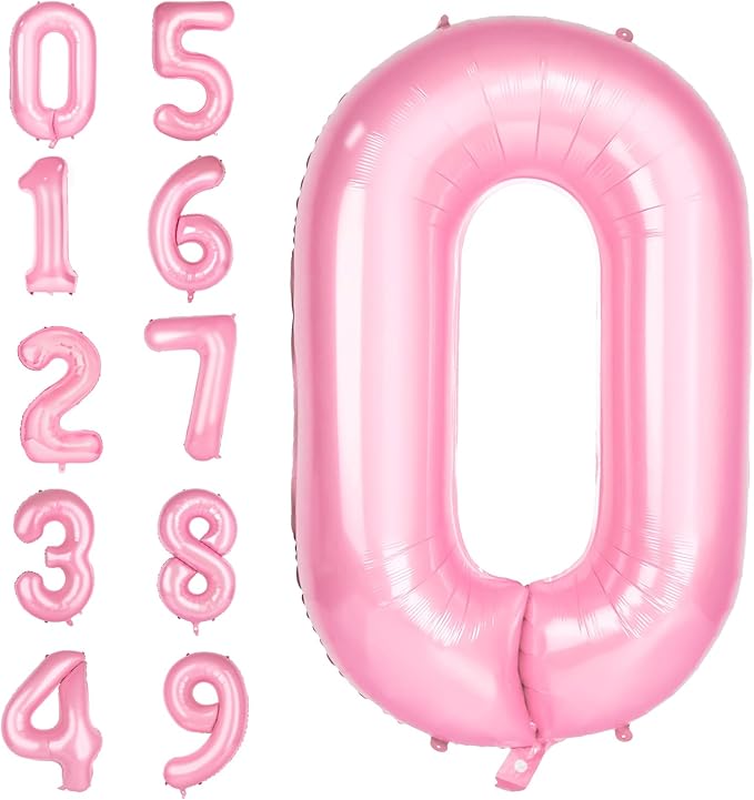 Number 0 Balloons 40 Inch Large Helium Foil Mylar Balloons For Birthdays Party Decorations/Wedding/Anniversary/Graduations/Baby Shower (Pink)