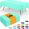 Smiry Disposable Table Cloth - 6 Pack, 54 x 108 Inch Waterproof Rectangle Tablecloths for Parties, Decorative Plastic Table Cover, Leakproof & Sturdy, Mint Green