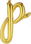 18 inch Gold DIY a-z Handwriting lowercase letters name Foil balloon Letter character birthday Wedding party decoration Balloon (18 inch Gold p)