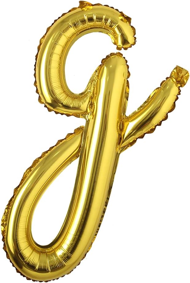 18 inch Gold DIY a-z Handwriting lowercase letters name Foil balloon Letter character birthday Wedding party decoration Balloon (18 inch Gold g)