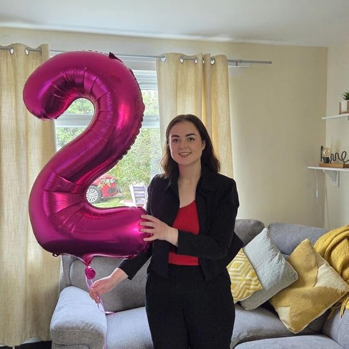 40 Inch Hot Pink Number 0 Balloon, Giant Number 0 Balloons for 10th 20th 30th 40th Birthday Decorations, Party Supplies for Baby Boy Girl, Hot Pink Party Decor