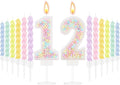 MTLEE Number 12 Birthday Candle with 12 Pcs Spiral Candles for Girls Macaron Pastel Rainbow Unicorn Pink Cake Topper for Sweet Theme Party Decoration