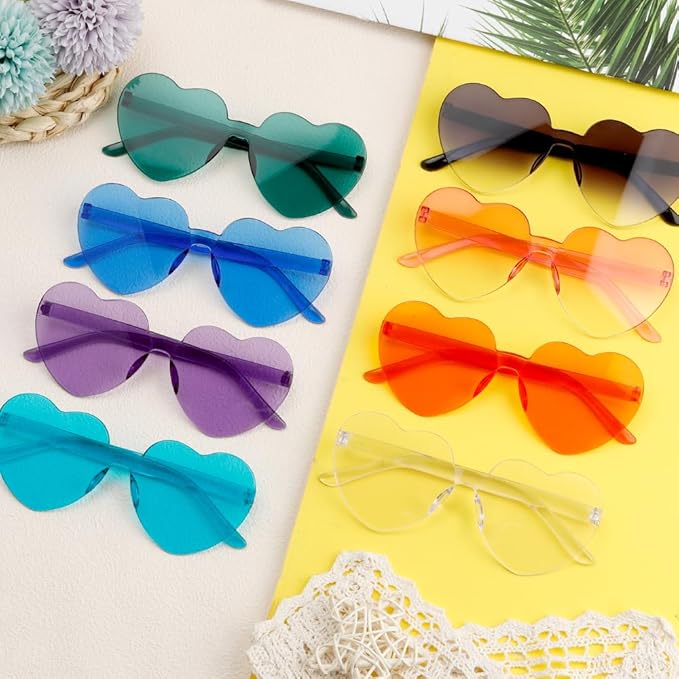 Heart Sunglasses 2 Pairs Heart Shaped Sunglasses Womens Heart Glasses Rave Sunglasses for Women Party Favors