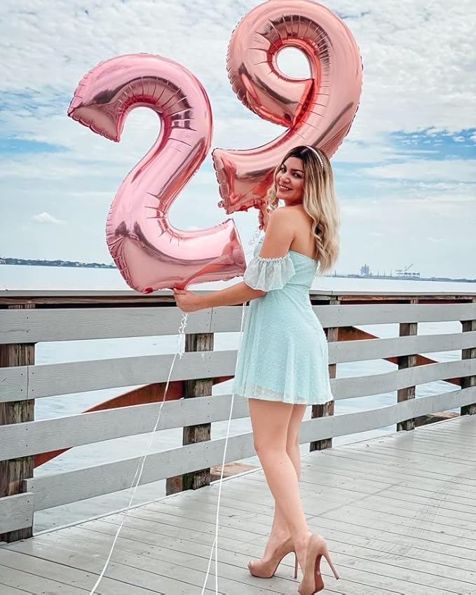 40 Inch Number Balloons, Rose Gold Balloons for Woman Man 16th Birthday Party Decoration, Foil Number 16 Ballon for 16, 61 Anniversary, Bridal Shower, Graduation, Wedding, Valentine's Day