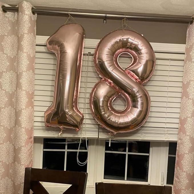 40 Inch Rose Gold Number Balloon 8, Large Number Foil Balloons Mylar for Girl Boy Birthday Party Celebration Decorations Supplies, Digital Balloons for Wedding Anniversary Events Decorations