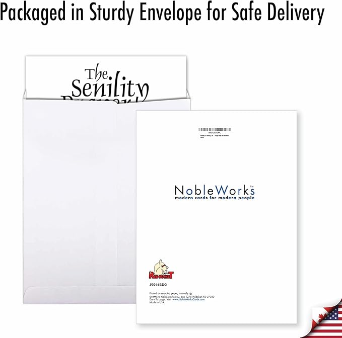NobleWorks - 1 Humorous Birthday XL Greeting Card w/Envelope 8.5 x 11 Inch - Funny Sympathy Old Lady With A Birthday Prayer Guide for the Senile - Happy Bday Card - Senility Prayer J9046BDG