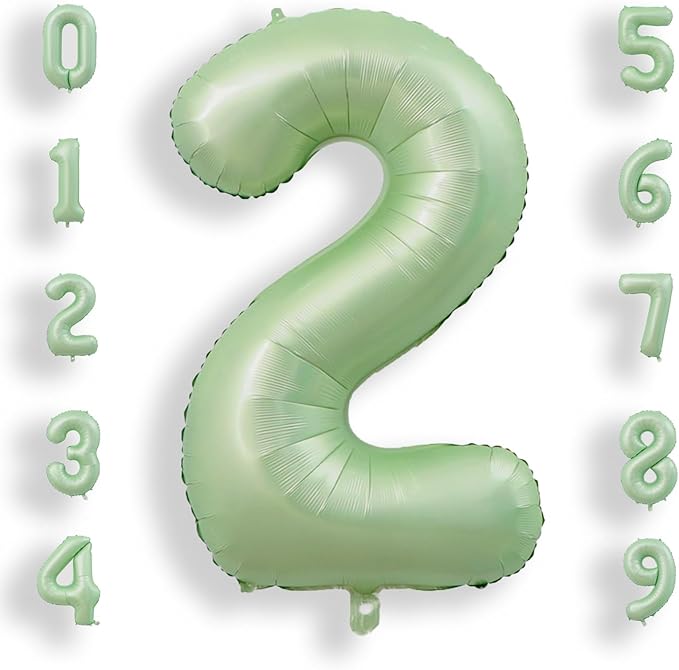AULE 40 Inch Large 2 Balloon Numbers Sage Green, Big Foil Number Balloons, Giant Helium Happy Birthday Party Decorations for Man and Women, Huge Mylar Anniversary Party Supplies