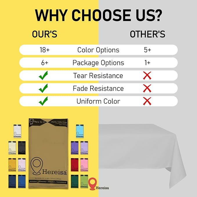 Premium Plastic Tablecloth 54in. x 108in. Rectangle Table Cover - Gold