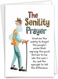 NobleWorks - 1 Funny Happy Birthday Notecard - Old Men Humor Greeting Card with Envelope - Man's Senility Prayer C9348BDG