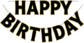 Happy Birthday Banner - 9ft Pre-Strung Happy Birthday Sign for Women, Men, Girls, Boys - No DIY Birthday Decorations & Party Supplies(Black Gold)