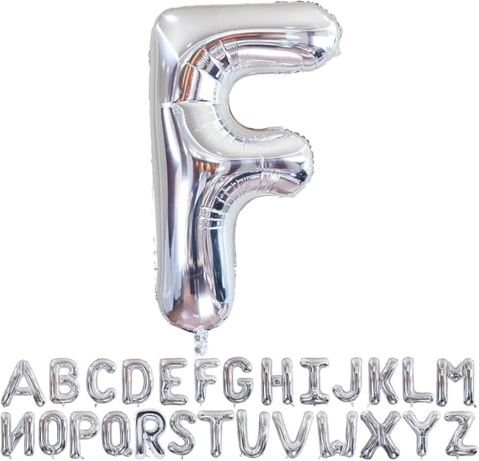 Silver Letter F Balloons 40 inch Large Alphabet F Balloons Silver Helium Foil Letter Balloon Banner for Birthday Party Anniversary Wedding Decoration