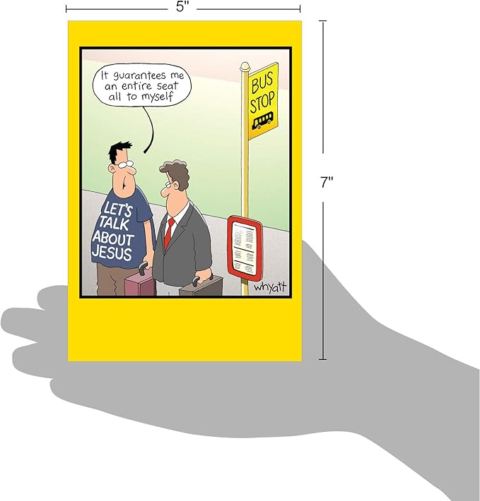 NobleWorks - 1 Hilarious Greeting Card for Birthday - Funny Birthday Cartoon, Comic Notecard - Bus Stop 8353