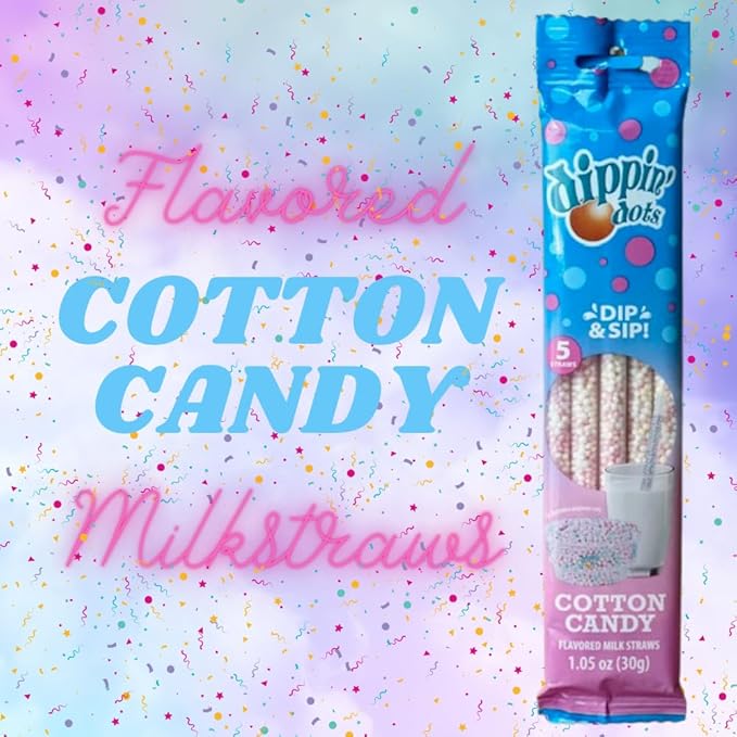Dippin’ Dots Magically Flavored Milk Straws, Cotton Candy, Cookies 'n Cream, and Banana Split, 6-Pack Party Bundle (30 Count) | Fun Magic Straws for Kids, Drinks & Cereal | | Sweet Party Treats & Favors