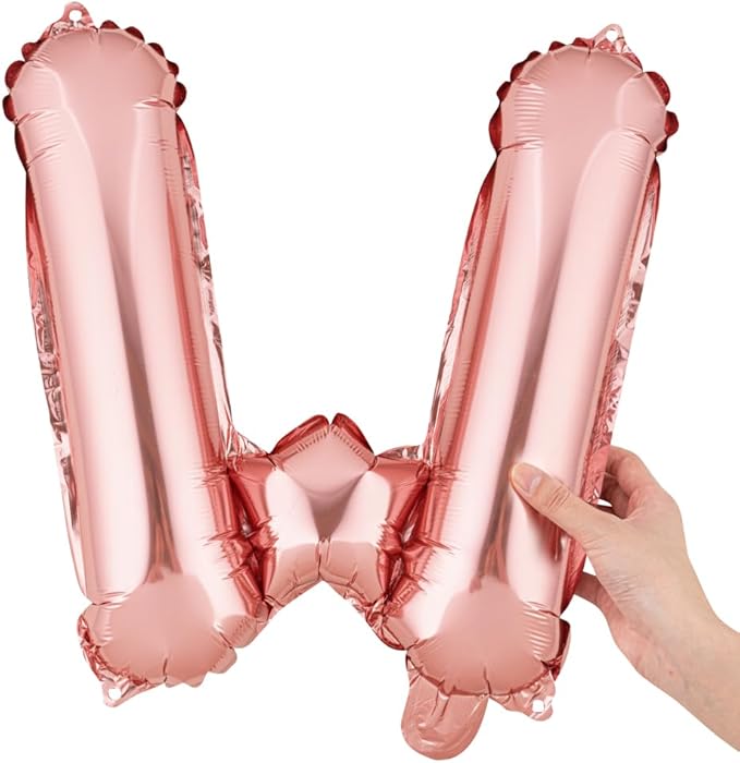 Restaurantware-Balloonify 16 Inch Letter Balloon, 1 Alphabet Party Balloon - Letter W, Self-Sealing, Rose Gold Foil Mylar Finish, Hanging Loop, Decoration For Birthday, Wedding, Or Graduation