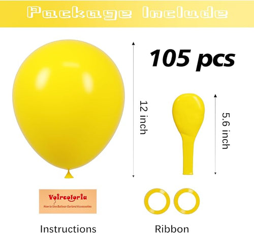 105pcs Lemon Yellow Balloons 12inch Party Latex Balloons for Boys Girls Birthday Baby Shower Gender Reveal Wedding Sunflower Party Decorations
