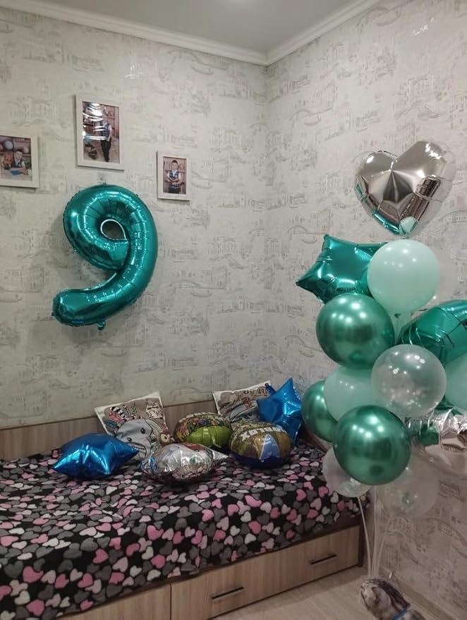 Teal Number 6 Balloon 40 Inch, 6 Balloon Number, 6th Birthday Decorations, Teal Party Supplies for Boys Girls