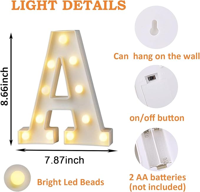 8.6 Inch Engaged LED Letter Lights - 7 Pcs Battery Powered Marquee Letters Sign, Warm Yellow Glow for Wedding Engagement Bridal Shower Proposal Party Table Wall Decor