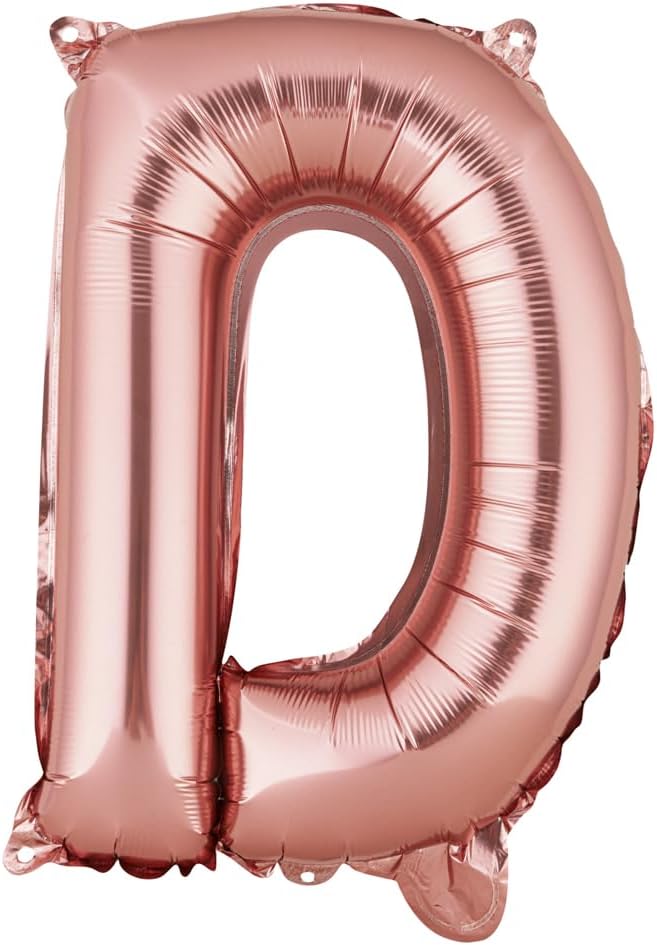 Restaurantware-Balloonify 16 Inch Letter Balloon, 1 Alphabet Party Balloon - Letter D, Self-Sealing, Rose Gold Foil Mylar Finish, Hanging Loop, Decoration For Birthday, Wedding, Or Graduation