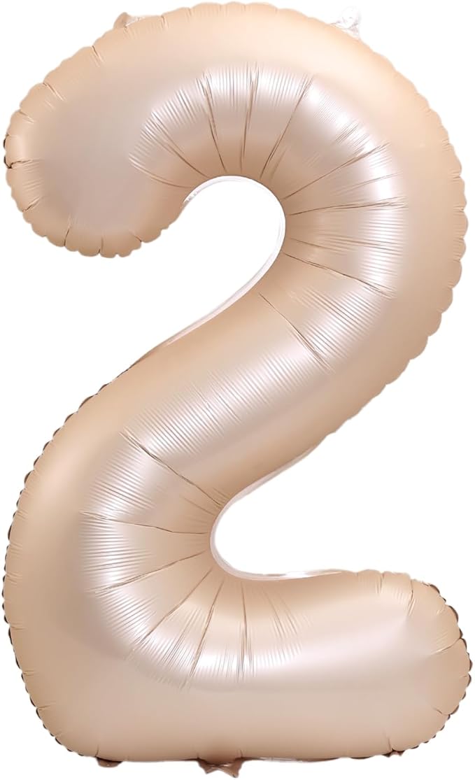 40 Inch Large Foil Helium Number Balloon Birthday Wedding Party 0-9 (Cream, 2)