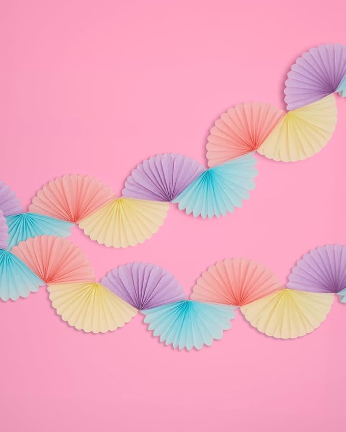 xo, Fetti Pastel Paper Fan Garland - 6 Ft. | 3D Bachelorette Party Decorations, Birthday Party Supplies, Pink Preppy HBD, Easter Decor