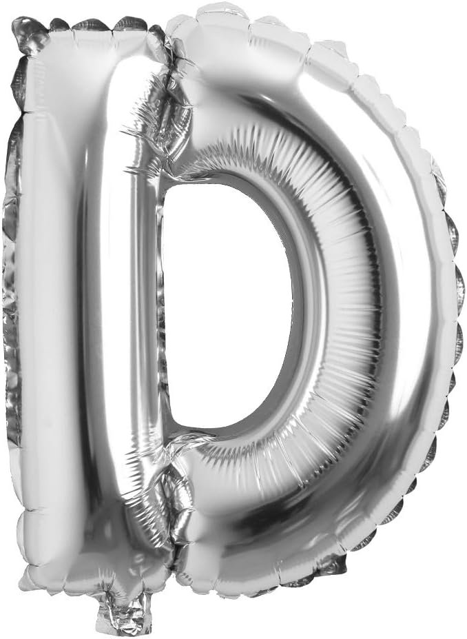 16" inch Single Silver Alphabet Letter number Balloons Aluminum Hanging Foil Film Balloon Wedding Birthday party decoration banner Air Mylar Balloons (16 inch Silver D)