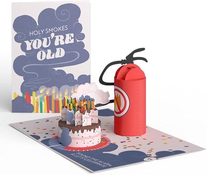 Lovepop Happy Birthday Pop-Up Card for Her and Him- 3D Humor Birthday Greeting Cards for Boys, Girls, Men, Women - Holy Smokes - 5" x 7" Fire Extinguisher Card- Blank Notecard & Envelope Included