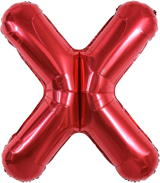 TONIFUL 40 Inch Large Bright Red Letter Balloons A-Z, Giant Jumbo Helium Foil Mylar Big Letter X Balloons for Birthday Party Anniversary Wedding Decorations