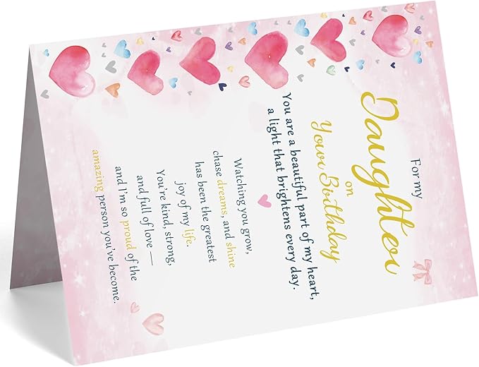 Daughter Birthday Card, Sweet Birthday Cards for Daughter, Adult Gifts from Mom Dad