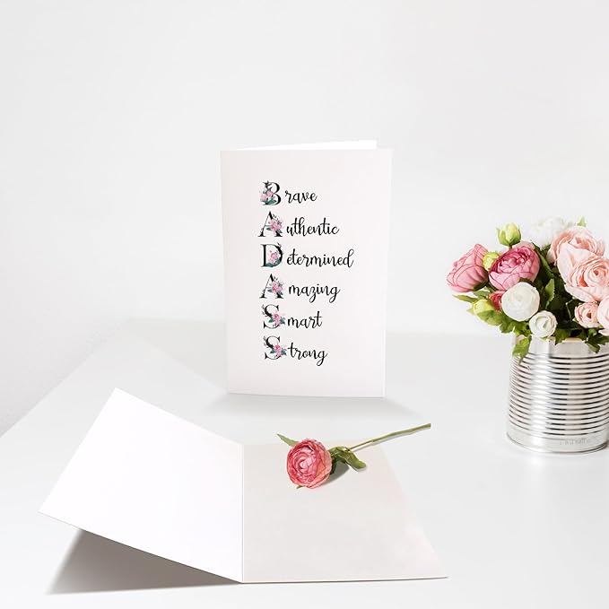 Chenive Funny Badass Encouragement Card for Women, Floral Affirmation Card, Cancer Support Card, New Job Card, Promotion Card, Graduation Card, Inspirational Gift for Friend Bestie Sister