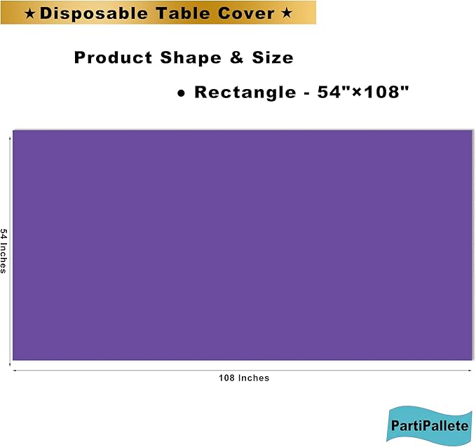3-Pack Premium Plastic Violet Tablecloth Disposable 54" x 108" Rectangle Table Cover Party Pale Pastel Violet Table Cloths for Parties Birthday Wedding Engagement Bridal Shower Banquet