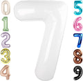 40 Inch Number 7 Balloon, White Seven Birthday Decor, 7 17 27 70 Year Old Balloon Number for Engagement, Wedding, Graduations
