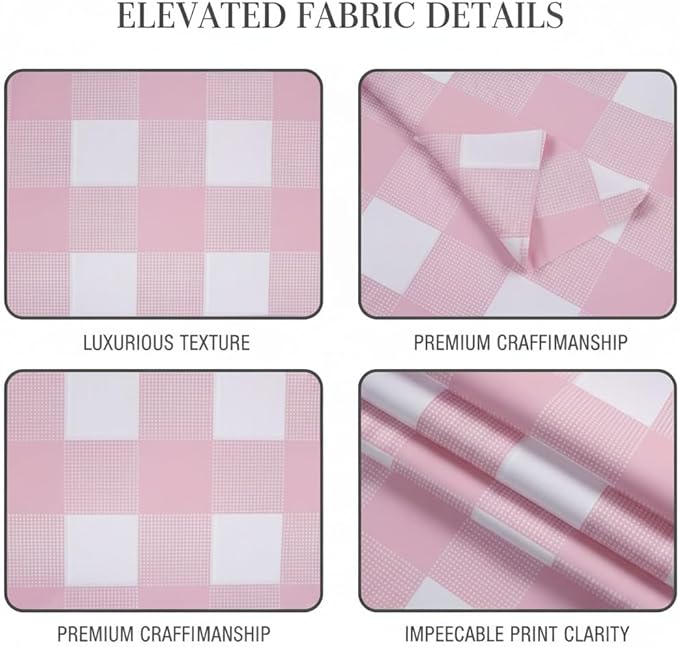 10PCS Premium Plastic Pink&White Checkered Tablecloths, 54*108inch Large Disposable Tablecover for Gatherings, Thickened Rectangle Table Decoration for Picnic, Barbecue,Dinner, Party Supplies Bulk