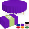 Pureegg Plastic Table Cloth Disposable 20 Pack, 84'' Round Table Cloths, Graduation Decorations Class of 2025, Graduation Party Tablecloths, Round, Plastic Cover, Leakproof & Sturdy, Purple