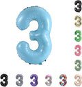 40 Inch Large Foil Helium Number Balloon Birthday Wedding Party 0-9 (Baby Blue, 3)