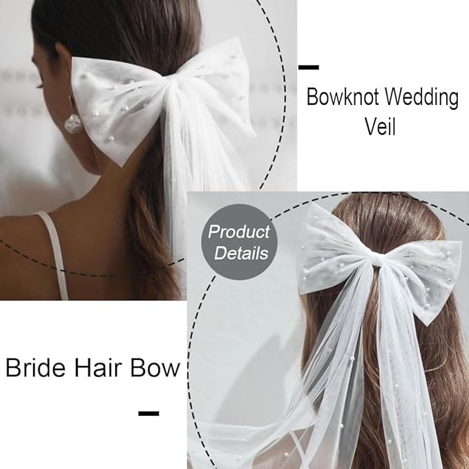 White Short Wedding Veil Pearl Rhinestone Bride Veils Bridal Veils Bachelorette Party Veil for Brides and Women