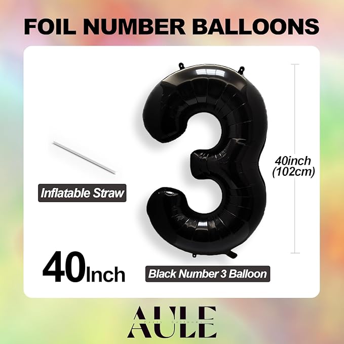 AULE 40 Inch Large 35 Balloon Numbers Black, Big Foil Number Balloons, Giant Helium Happy 35th Birthday Party Decorations for Man and Women, Huge Mylar Anniversary Party Supplies